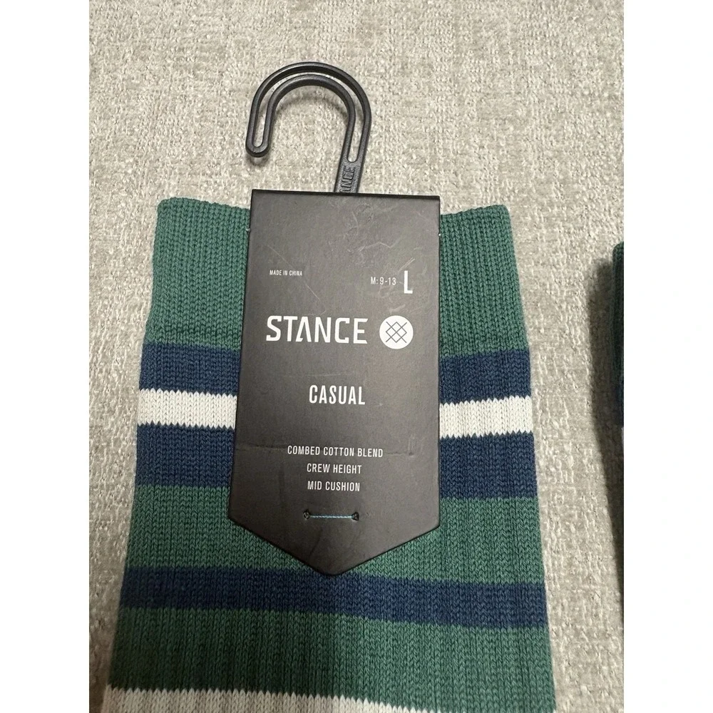 2 Pack Stance Combed Cotton Casual Socks Crew Mid-Cushion Large (9-13) Striped